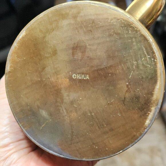 Antique Chinese Brass Teapot | Hand-Etched Floral | Round Handle | c.1890–1920 - Picture 5 of 10